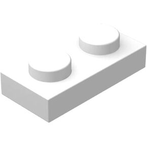 Classic White Plates Bulk, White Plate 1x2, Building Plates Flat 100 Piece, Compatible with Lego Parts and Pieces
