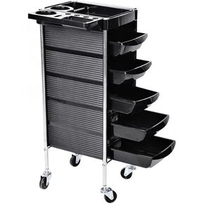 Professional Hairdressing Trolley – Black Rolling Salon Cart with Drawers & Wheels – Mobile Beauty Organizer for Hair Stylists, Barbers, Makeup Artists & Spa Use – Durable & Easy to Clean