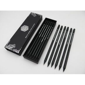 DND Dice Pencils with Quotes - Set of 12 Silver Foil Stamped with D&D D6 Dice Numbers Accessories-Dungeons and Dragons Starter Set Gift DM&RPG players-Hexagon 2HB Tabletop Gaming Pencil with Eraser