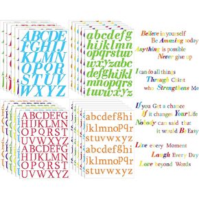 1092 Pcs 24 Sheets DIY Self Adhesive Letter Stickers 0.8 Inch to 2 Inch Vinyl Alphabet Stickers for Scrapbooking Poster Craft Wall Windows Doors Mailbox Sign Classroom Decor(Colorful)
