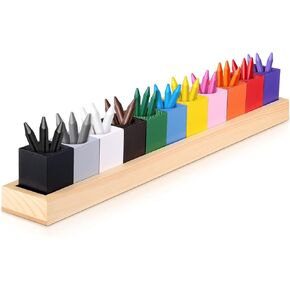 Colored Crayon Holder for Classroom, Wooden Crayon Organizers, Classroom Storage Caddy Case Marker Storage Containers Perfect for Pencil Organizers Classroom, 11 Cups