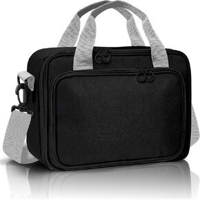 Black Bible Cover Case, Large Bible Bag w/adj Shoulder Strap, 100% Waterproof Polyester Bible case, Bible Bag with Pen Slots, Zippered Pocket, Tabs, Helps Bible Study, Gift for Women