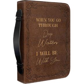 Leather Bible Cover for Men - Vintage Brown Quilted Protective Book Cover with Handles, Portable & Durable Bible Case for Easy Storage, Fits All Standard Bible Sizes