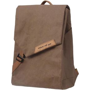 Father's Day Gift Kraft Paper Laptop Backpack, Ergonomic Design Sustainable Recycled Vintage Men & Women Rucksack, Extra Wide 15.6 Inch Opening, Easy Access to Items