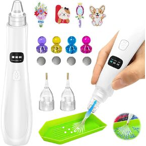 Electric Diamond Painting Pens with Vacuum Pump,3 Adjustable Suction Mode,Diamond Art Accessories No Wax Needed,4pcs Diamond Art Locator Accessories & 2 Replacement Tips
