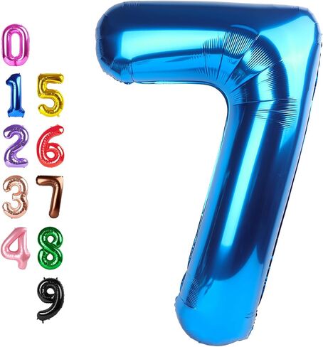 7 Numbers Balloon, 40 Inch 7 Balloons for Birthday Party, Dark Blue Number Balloons for 7, 17, 27 Game Competition Wedding Anniversaries Party, Christmas and New Years Eve Party in Kuwait
