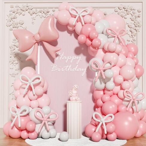 زخارف عيد ميلاد Coquette ، 149 PCS Pink and White Bow Bowon Garland Arch Kit for Wedding Bridal Baby Shower Decorations in Kuwait