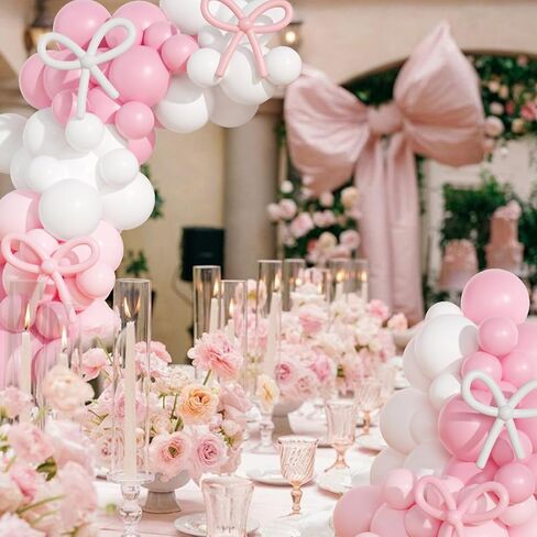 زخارف عيد ميلاد Coquette ، 149 PCS Pink and White Bow Bowon Garland Arch Kit for Wedding Bridal Baby Shower Decorations in Kuwait