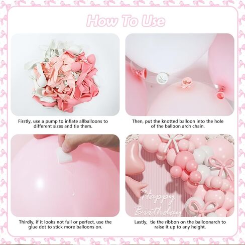 زخارف عيد ميلاد Coquette ، 149 PCS Pink and White Bow Bowon Garland Arch Kit for Wedding Bridal Baby Shower Decorations in Kuwait