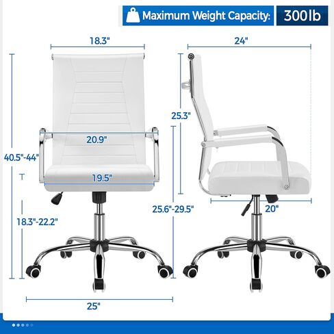 Yaheetech High-Back Office Desk Chair Executive Task Chair Management Chair PU Leather Chair Height Adjustable with Ergonomic Backrests for Conference and Home, White in Saudi Arabia