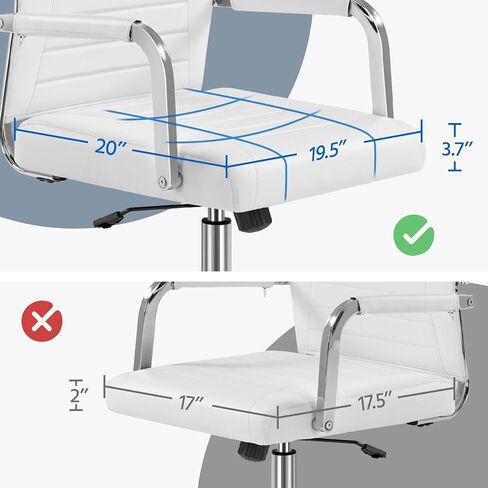 Yaheetech High-Back Office Desk Chair Executive Task Chair Management Chair PU Leather Chair Height Adjustable with Ergonomic Backrests for Conference and Home, White in Saudi Arabia