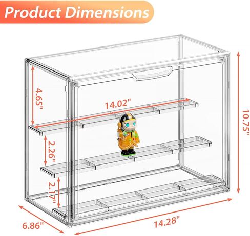 Clear Acrylic Display Case for Collectibles, 3 Tier Adjustable Figure Display Case with Magnetic Door, Stackable Acrylic Storage Box Cabinet Organizer for Display(Large Size) in Saudi Arabia