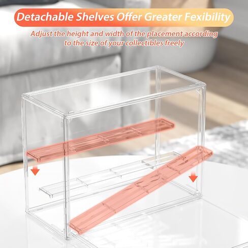 Clear Acrylic Display Case for Collectibles, 3 Tier Adjustable Figure Display Case with Magnetic Door, Stackable Acrylic Storage Box Cabinet Organizer for Display(Large Size) in Saudi Arabia