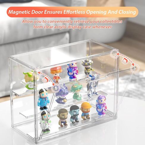 Clear Acrylic Display Case for Collectibles, 3 Tier Adjustable Figure Display Case with Magnetic Door, Stackable Acrylic Storage Box Cabinet Organizer for Display(Large Size) in Saudi Arabia
