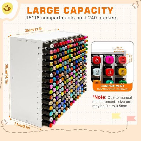 Art Marker Organizer Rack for 240 Markers, Watercolour Brushes Pen Holder With Removable Partition Panels, Color Pencil Storage for Desk in Kuwait