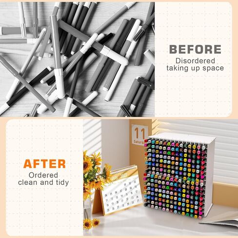 Art Marker Organizer Rack for 240 Markers, Watercolour Brushes Pen Holder With Removable Partition Panels, Color Pencil Storage for Desk in Kuwait