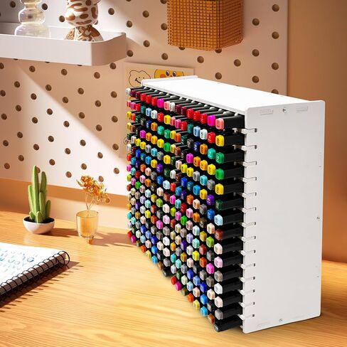 Art Marker Organizer Rack for 240 Markers, Watercolour Brushes Pen Holder With Removable Partition Panels, Color Pencil Storage for Desk in Kuwait