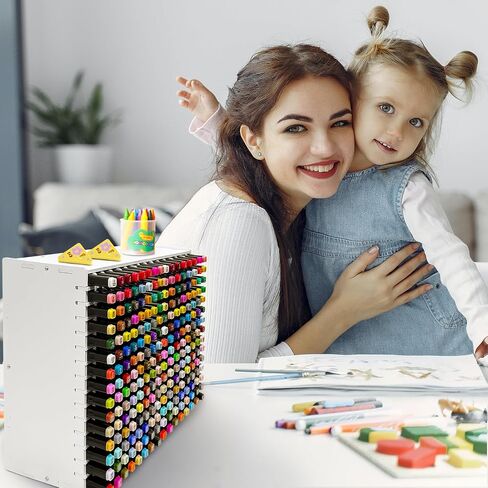 Art Marker Organizer Rack for 240 Markers, Watercolour Brushes Pen Holder With Removable Partition Panels, Color Pencil Storage for Desk in Kuwait