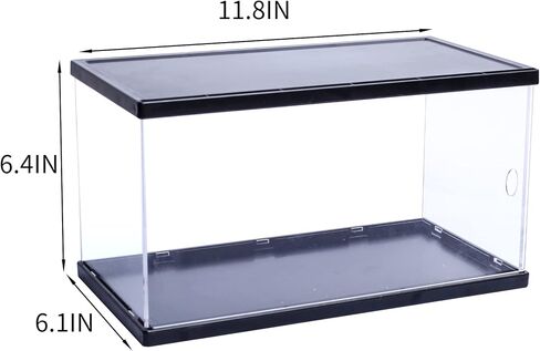 BCYC Acrylic Display Case with Black Lid and Base,Transparent Dustproof Protection Box for Toy Dolls, Souvenirs, Models Collection (11.8 X 6.4 X 6.1 in) (White) in Kuwait