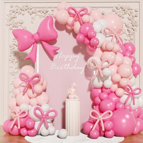 زخارف عيد ميلاد Coquette ، 149 PCS Pink and White Bow Bowon Garland Arch Kit for Wedding Bridal Baby Shower Decorations in Kuwait