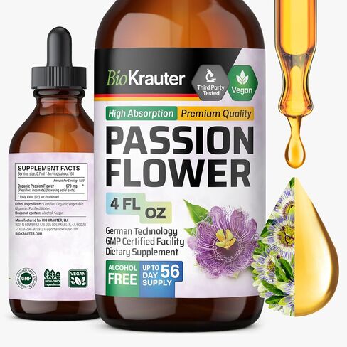 Passionflower Tincture - Organic Passion Flower Extract for Mood Support - Alcohol and Sugar Free - Vegan Drops 2 Fl.Oz. in Saudi Arabia