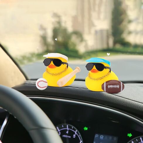 wonuu Rubber Duck Car Ornaments Dashboard Decorations for Cool Car Accessories with Baseball in Saudi Arabia