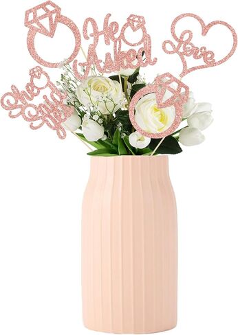 Gyufise 12Pcs He Asked She Said Yes Centerpiece Sticks Double Sided Love Heart I Do Ring Table Centerpiece Sticks for Wedding Engagement Bridal Theme Party Supplies Gold in Saudi Arabia