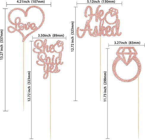 Gyufise 12Pcs He Asked She Said Yes Centerpiece Sticks Double Sided Love Heart I Do Ring Table Centerpiece Sticks for Wedding Engagement Bridal Theme Party Supplies Gold in Saudi Arabia