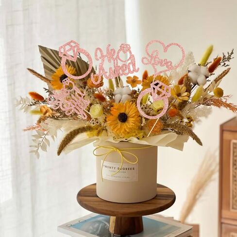 Gyufise 12Pcs He Asked She Said Yes Centerpiece Sticks Double Sided Love Heart I Do Ring Table Centerpiece Sticks for Wedding Engagement Bridal Theme Party Supplies Gold in Saudi Arabia