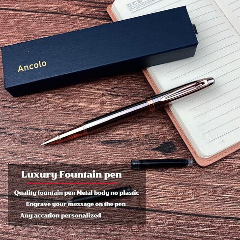 Ancolo Personalized Fountain Pens-Medium Point Nib- 5 PCS مجموعة مع هدية قلم هدية هدية تذكارية لطيفة ، محفورة باسمك/رقم هاتفك على الأقلام المثالية للرجال للنساء in Kuwait