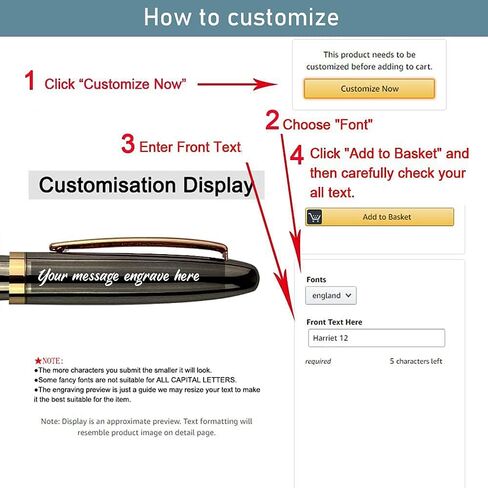 Ancolo Personalized Fountain Pens-Medium Point Nib- 5 PCS مجموعة مع هدية قلم هدية هدية تذكارية لطيفة ، محفورة باسمك/رقم هاتفك على الأقلام المثالية للرجال للنساء in Kuwait