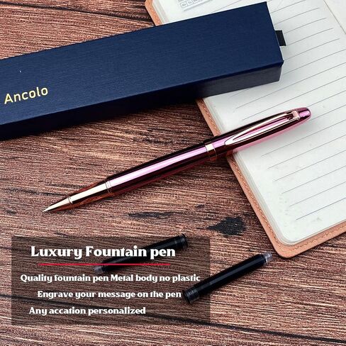Ancolo Personalized Fountain Pens-Medium Point Nib- 5 PCS مجموعة مع هدية قلم هدية هدية تذكارية لطيفة ، محفورة باسمك/رقم هاتفك على الأقلام المثالية للرجال للنساء in Kuwait