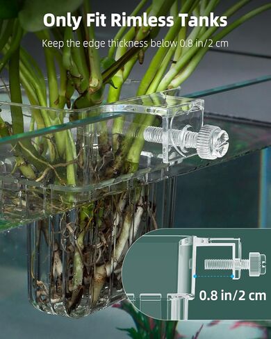 Pawfly 2 Pcs Clear Acrylic Aquarium Plant Holder for Fish Tanks, Top Hanging Fish Tank Planting Holder with Hook, Adjustable Aquarium Planter Cup in Saudi Arabia