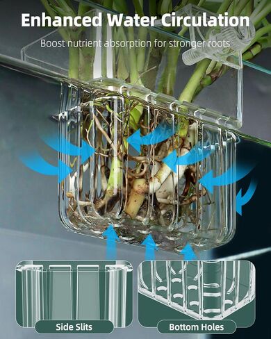 Pawfly 2 Pcs Clear Acrylic Aquarium Plant Holder for Fish Tanks, Top Hanging Fish Tank Planting Holder with Hook, Adjustable Aquarium Planter Cup in Saudi Arabia
