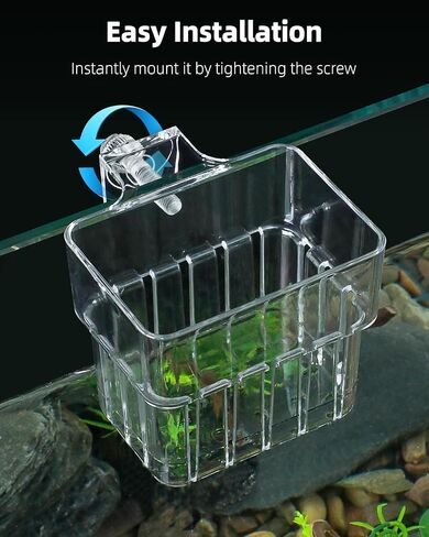 Pawfly 2 Pcs Clear Acrylic Aquarium Plant Holder for Fish Tanks, Top Hanging Fish Tank Planting Holder with Hook, Adjustable Aquarium Planter Cup in Saudi Arabia