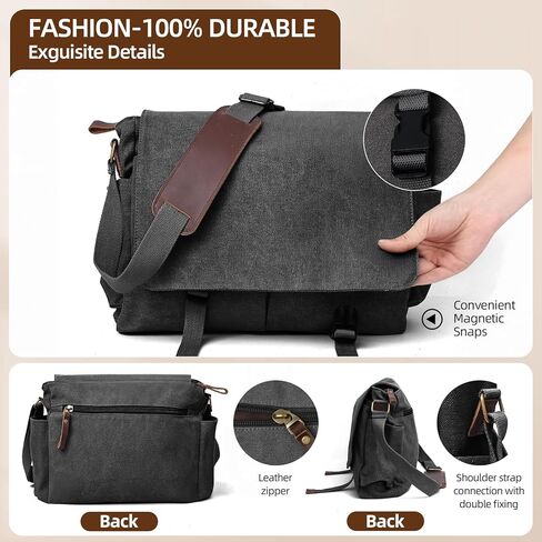 Messenger Bag for men Laptop Bag UnisexRetro Canvas Bag14-15.6 inches Casual single shoulder bag For Work College Travel in Kuwait