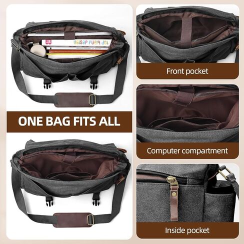 Messenger Bag for men Laptop Bag UnisexRetro Canvas Bag14-15.6 inches Casual single shoulder bag For Work College Travel in Kuwait