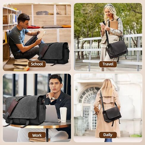 Messenger Bag for men Laptop Bag UnisexRetro Canvas Bag14-15.6 inches Casual single shoulder bag For Work College Travel in Kuwait