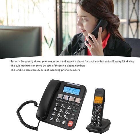 ASIXXSIX Cordless Phone ، الهواتف الأرضية القابلة للتوسيع للمنزل مع آلة الرد ، حظر المكالمات ، مذيع معرف المتصل ، الاتصال الداخلي ، والنطاق غير المسبوق ، الوضع الهادئ (أبيض) in Saudi Arabia