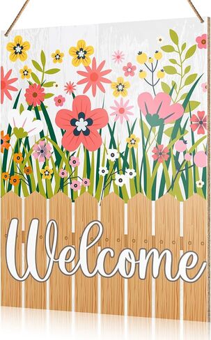 UDNADKEX Spring Wall Decor, Hello Ladybug, Spring Welcome Door Sign Home Office Decorations Spring Wooden Hanging Sign Wall Decor in Saudi Arabia