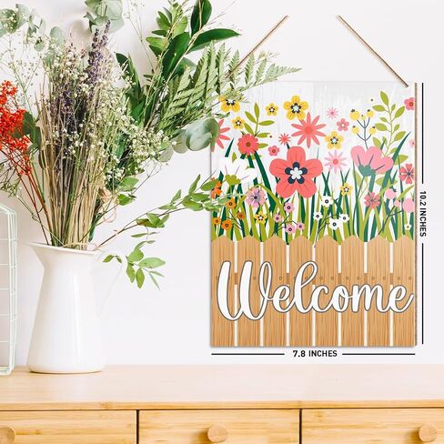 UDNADKEX Spring Wall Decor, Hello Ladybug, Spring Welcome Door Sign Home Office Decorations Spring Wooden Hanging Sign Wall Decor in Saudi Arabia