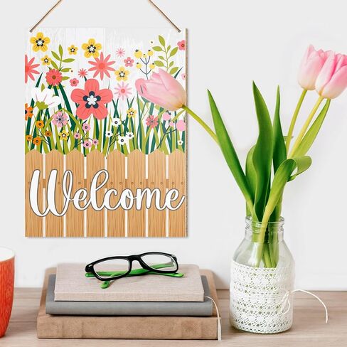 UDNADKEX Spring Wall Decor, Hello Ladybug, Spring Welcome Door Sign Home Office Decorations Spring Wooden Hanging Sign Wall Decor in Saudi Arabia