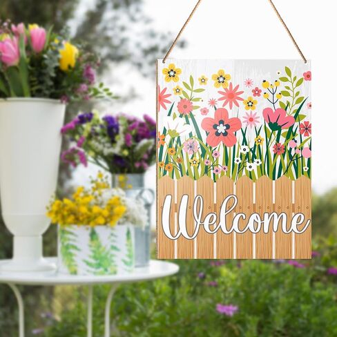 UDNADKEX Spring Wall Decor, Hello Ladybug, Spring Welcome Door Sign Home Office Decorations Spring Wooden Hanging Sign Wall Decor in Saudi Arabia