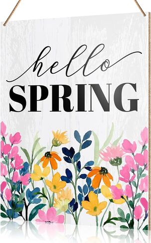 UDNADKEX Spring Wall Decor, Hello Ladybug, Spring Welcome Door Sign Home Office Decorations Spring Wooden Hanging Sign Wall Decor in Saudi Arabia