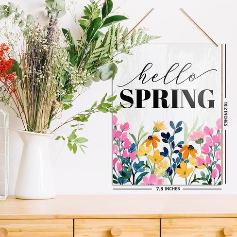 UDNADKEX Spring Wall Decor, Hello Ladybug, Spring Welcome Door Sign Home Office Decorations Spring Wooden Hanging Sign Wall Decor in Saudi Arabia