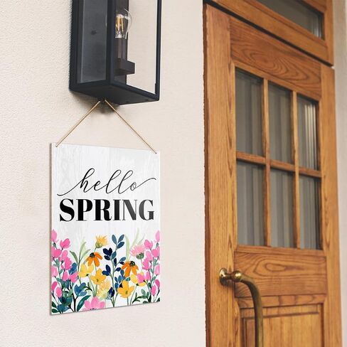 UDNADKEX Spring Wall Decor, Hello Ladybug, Spring Welcome Door Sign Home Office Decorations Spring Wooden Hanging Sign Wall Decor in Saudi Arabia