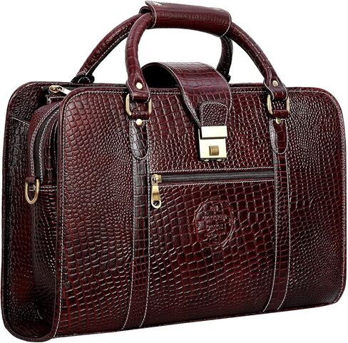 DA LV Full Grain Leather Laptop Briefcases Men Top Choice Gifts Laptop Bag Office Work 17'' Vintage Handmade Brass Hardware in Kuwait