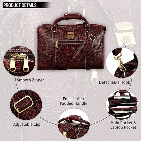 DA LV Full Grain Leather Laptop Briefcases Men Top Choice Gifts Laptop Bag Office Work 17'' Vintage Handmade Brass Hardware in Kuwait