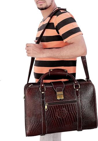 DA LV Full Grain Leather Laptop Briefcases Men Top Choice Gifts Laptop Bag Office Work 17'' Vintage Handmade Brass Hardware in Kuwait