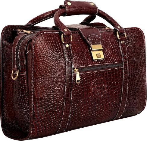 DA LV Full Grain Leather Laptop Briefcases Men Top Choice Gifts Laptop Bag Office Work 17'' Vintage Handmade Brass Hardware in Kuwait
